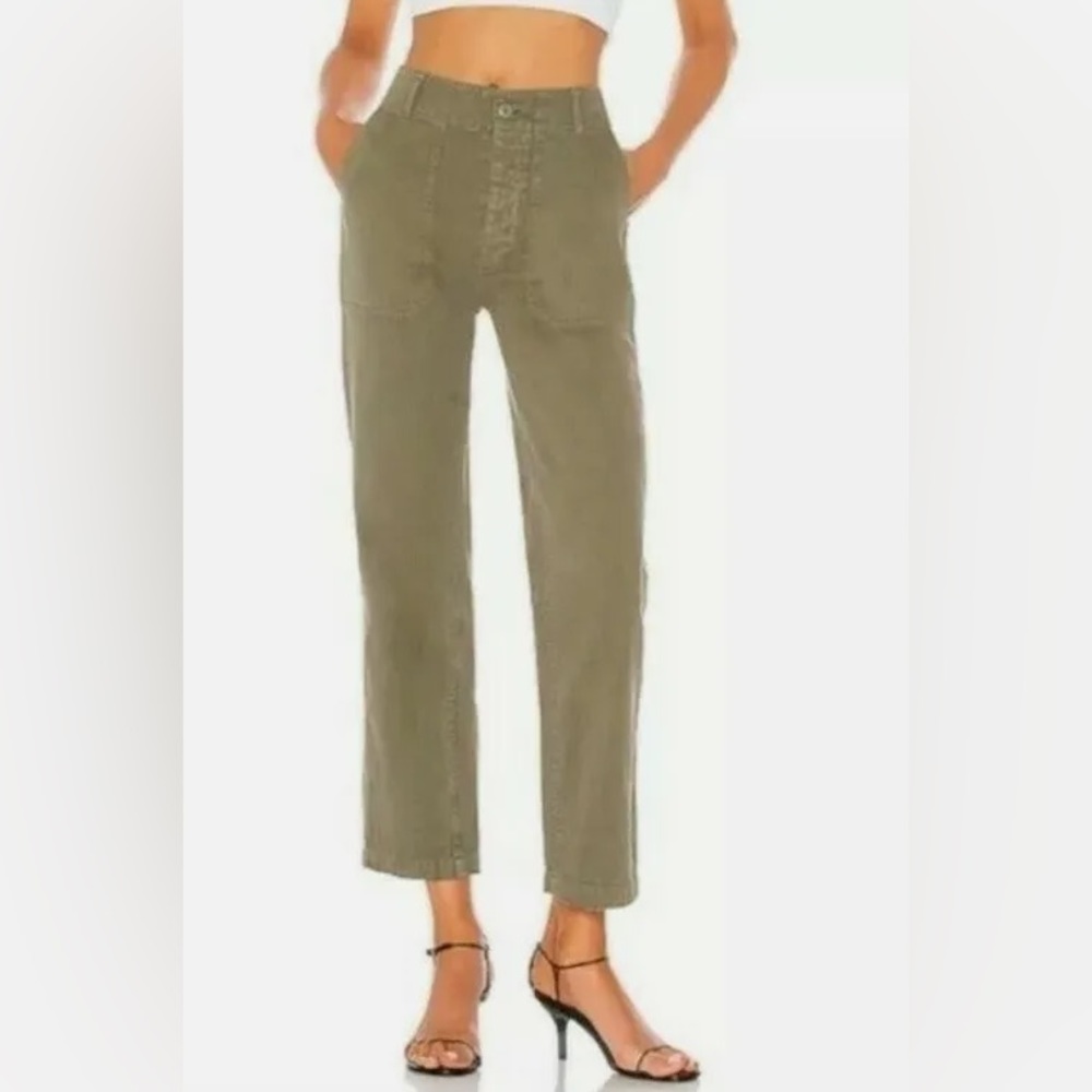 NWT RE/DONE 50s Military High Rise Olive Green Trouser Pants Size 28 - Picture 1 of 11